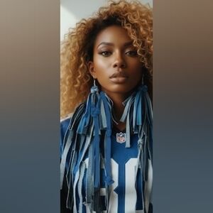 Denim Jean Fabric Blue Tassel Earrings